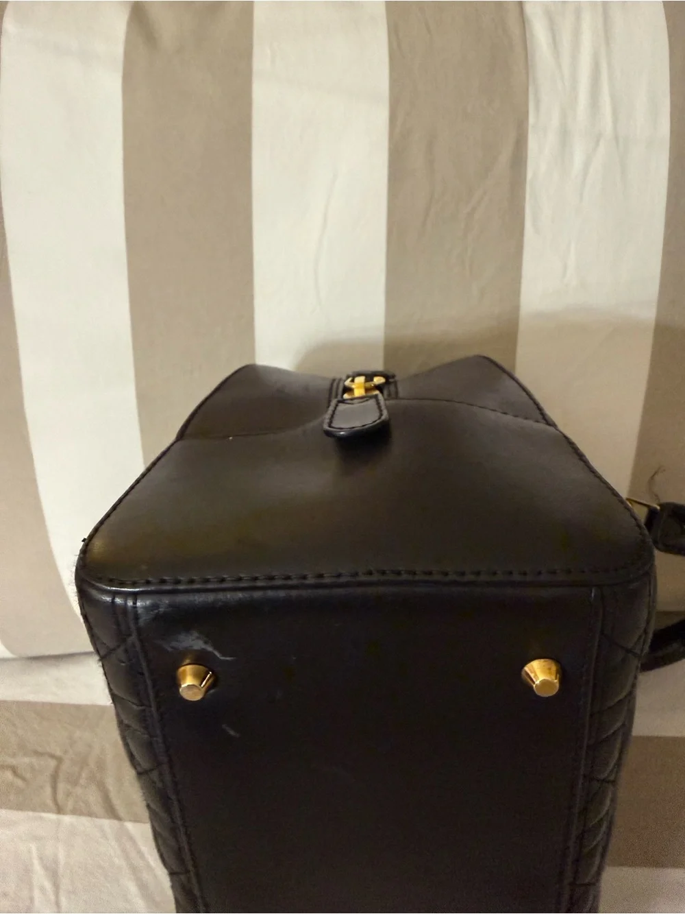 Christian Dior Black Quilted Satchel with Gold Hardware